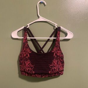 Lululemon Athletica Black and Pink Patterned Sports Bra